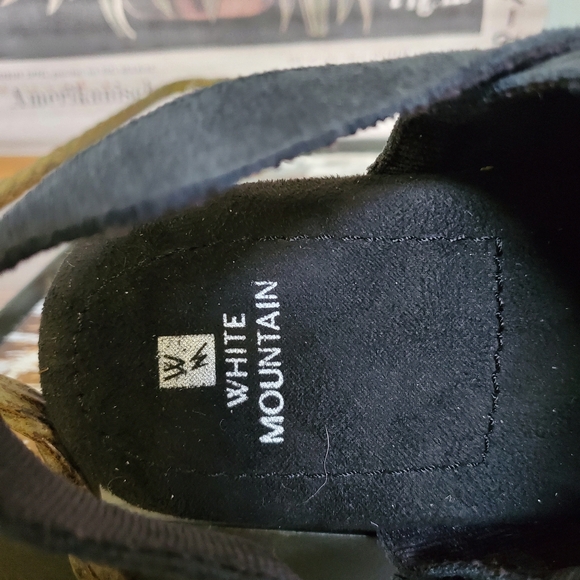 White Mountain Slingback Clog Suede Black Faux Wooden Heel - Picture 8 of 10